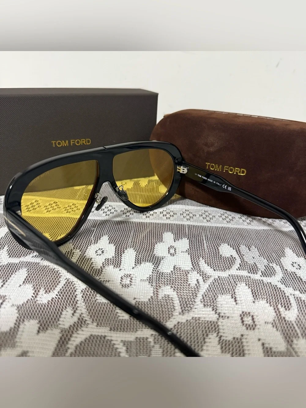 Tom Ford Black Sunglasses with Yellow Lenses